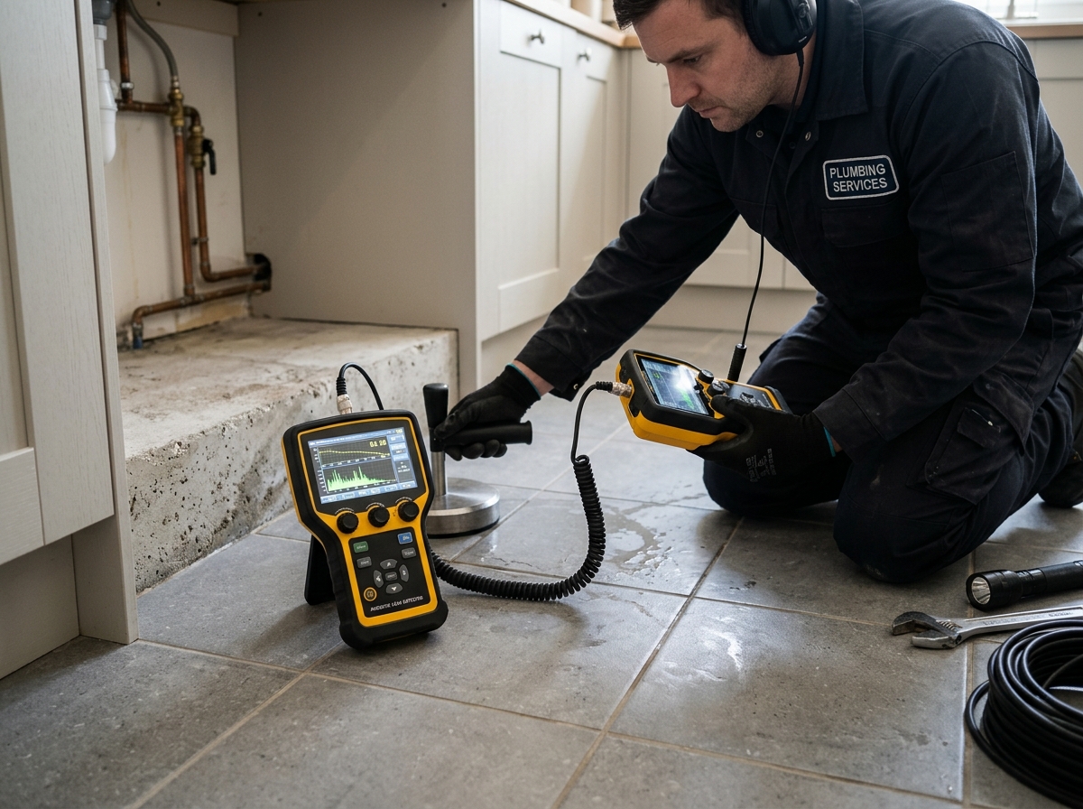 Plumber providing slab leak documentation Cedar Park homeowner for insurance claim